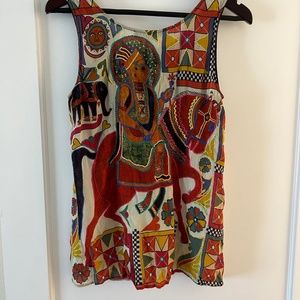 Tanvi Kedia Sleeveless Top Tunic Made in India Vibrant Pop Art